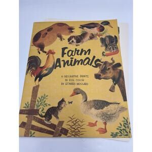VTG 1958 Portfolio of 6 Baby Farm Animals Prints by Illustrator Leonard Weisgard
